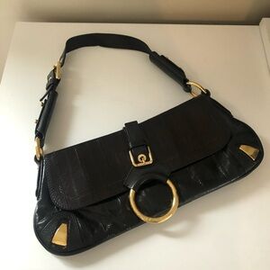 Stunning Dolce & Gabbana Black and Gold Shoulder Bag Leather